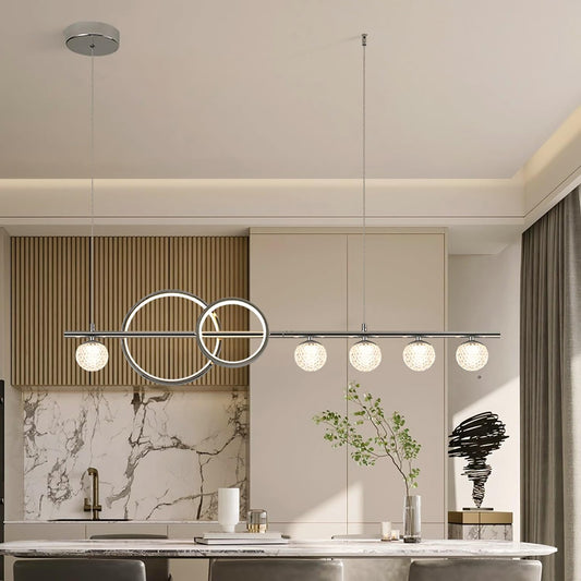 Ganeed 7-Light Dimmable LED Linear Chandelier – 120cm Modern Pendant Light