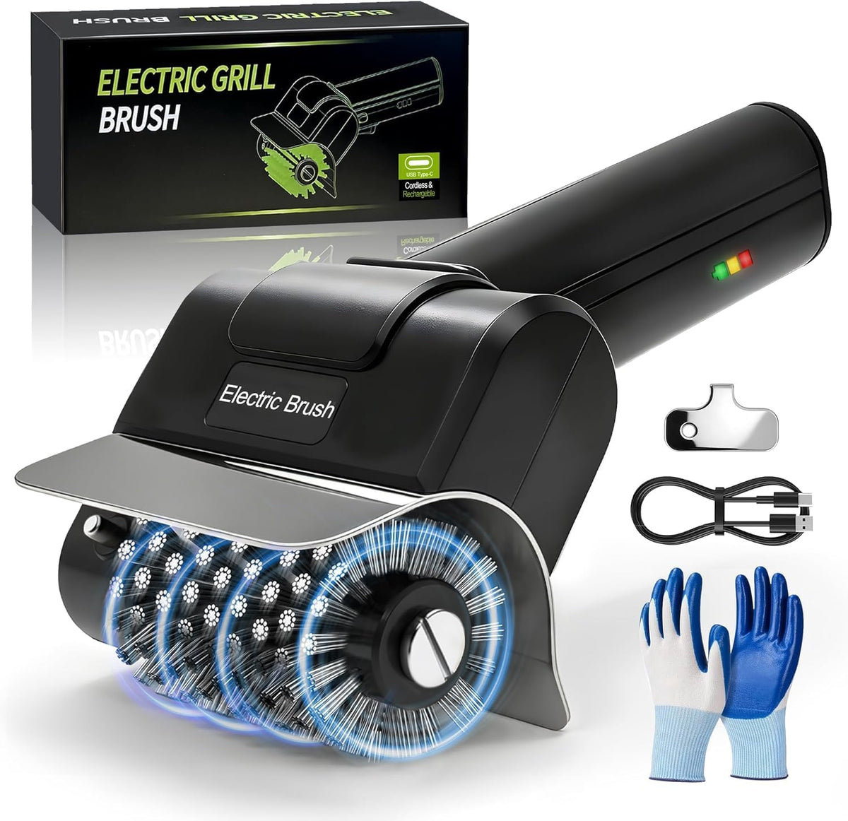 Electric BBQ Grill Brush – Rechargeable with Stainless Steel Bristles