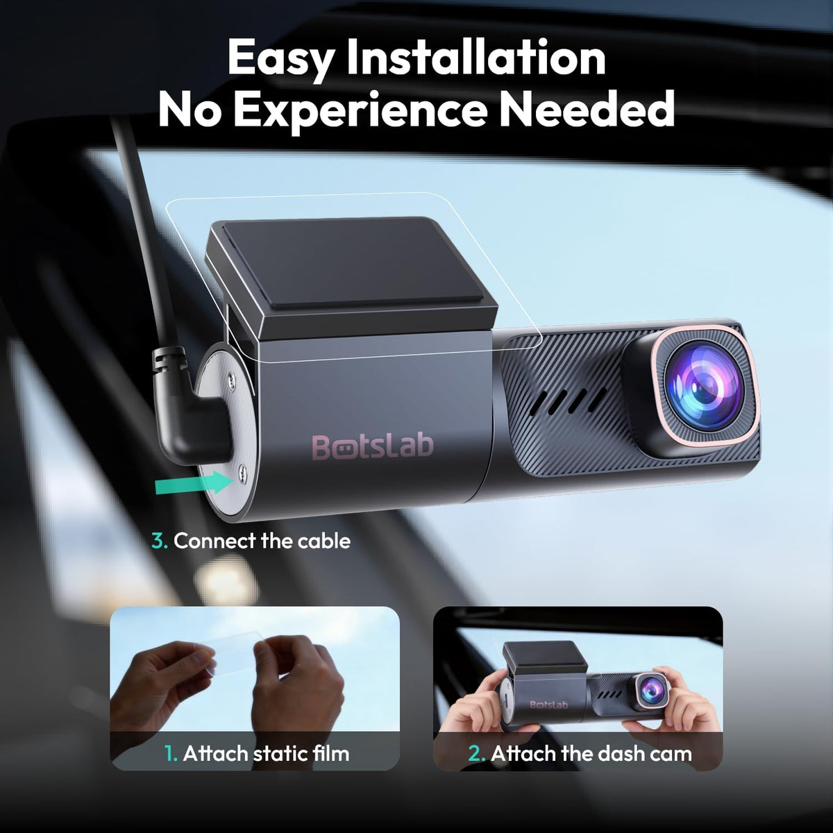 BOTSLAB HK40 Plus 4K UHD Dash Cam – 360° Rotatable