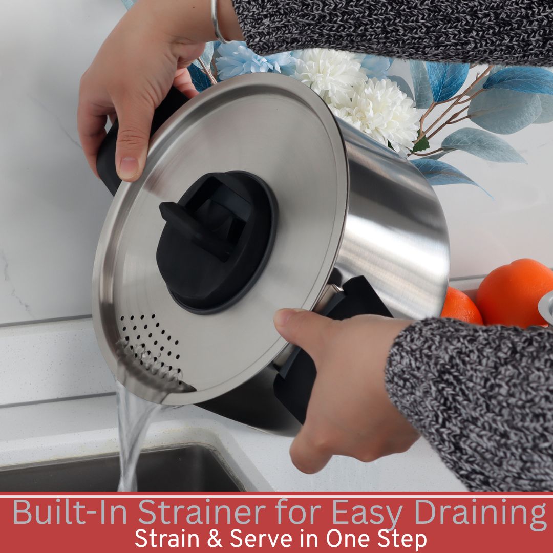 Camping cookware with stay-cool handles in use