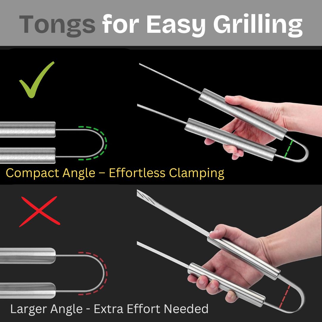 Lockable BBQ Tongs Stainless Steel Grilling