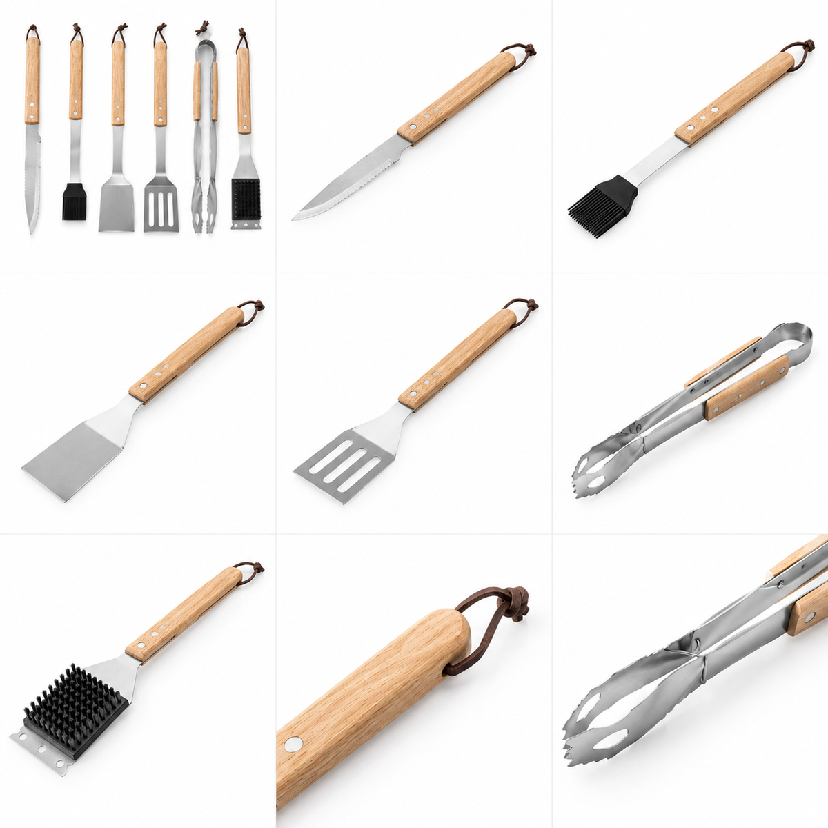 Wooden BBQ Grilling Toolset 6Pcs