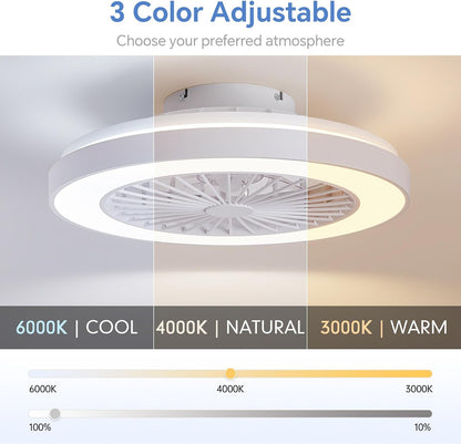 18.9" Bladeless Ceiling Fan with LED Light & Remote Control