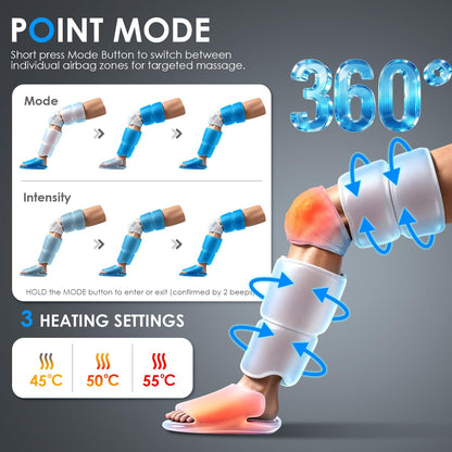 Leg Compression Massager, Foot Massager with Heat Circulation