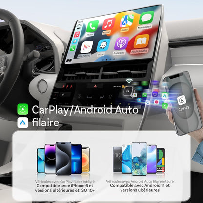 2025 2-in-1 Wireless CarPlay/ Android Auto Adapter, Converts Wired to Wireless 5GHz WiFi