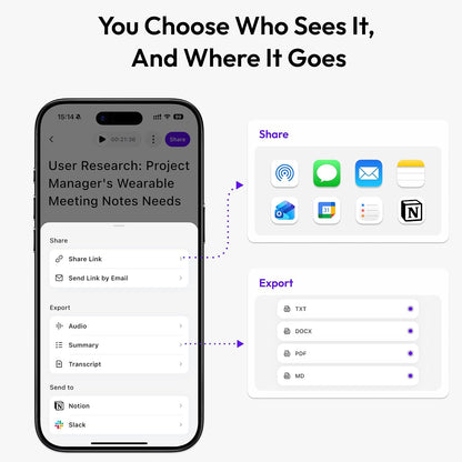 Memoket Gem Wearable AI Voice Recorder, Transcribes