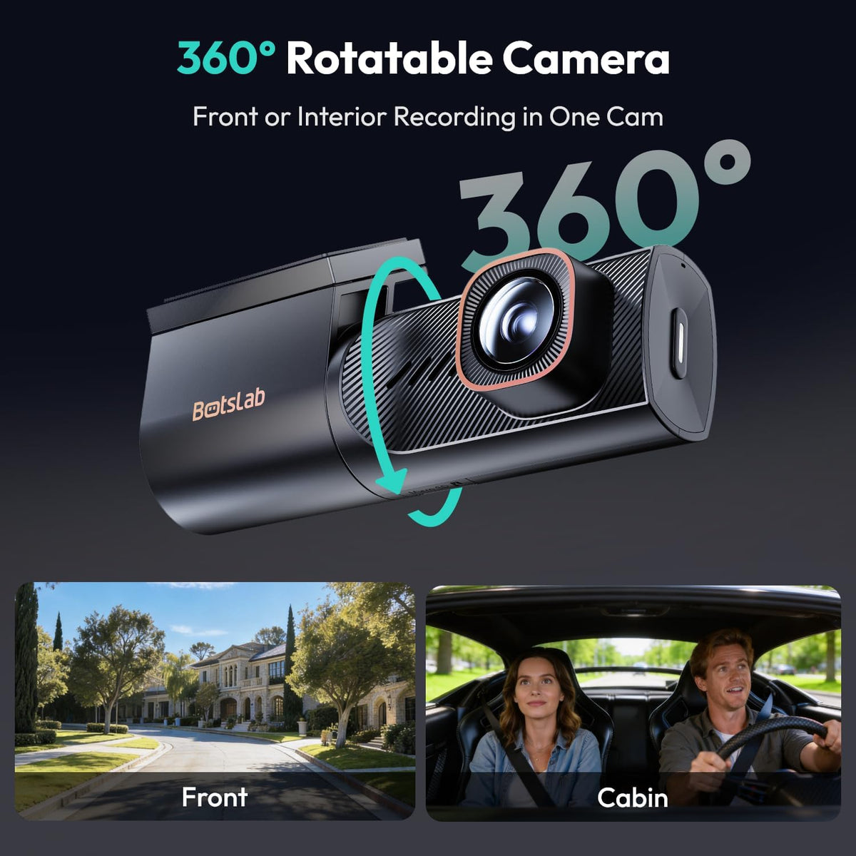 BOTSLAB HK40 Plus 4K UHD Dash Cam – 360° Rotatable