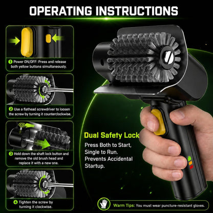 Electric BBQ Grill Brush – Rechargeable with Stainless Steel Bristles