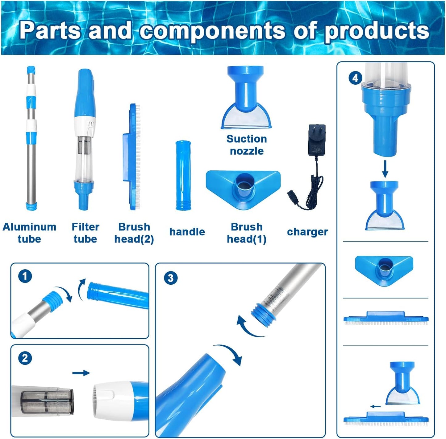 3-in-1 Cordless Pool & Spa Vacuum: Cleanup Solution for Small Pools, Hot Tubs, Spas