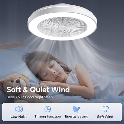 18.9" Bladeless Ceiling Fan with LED Light & Remote Control
