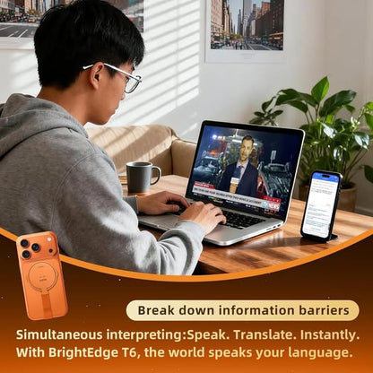 T6 AI Translator Device for Business, Travel and Learning (Orange)