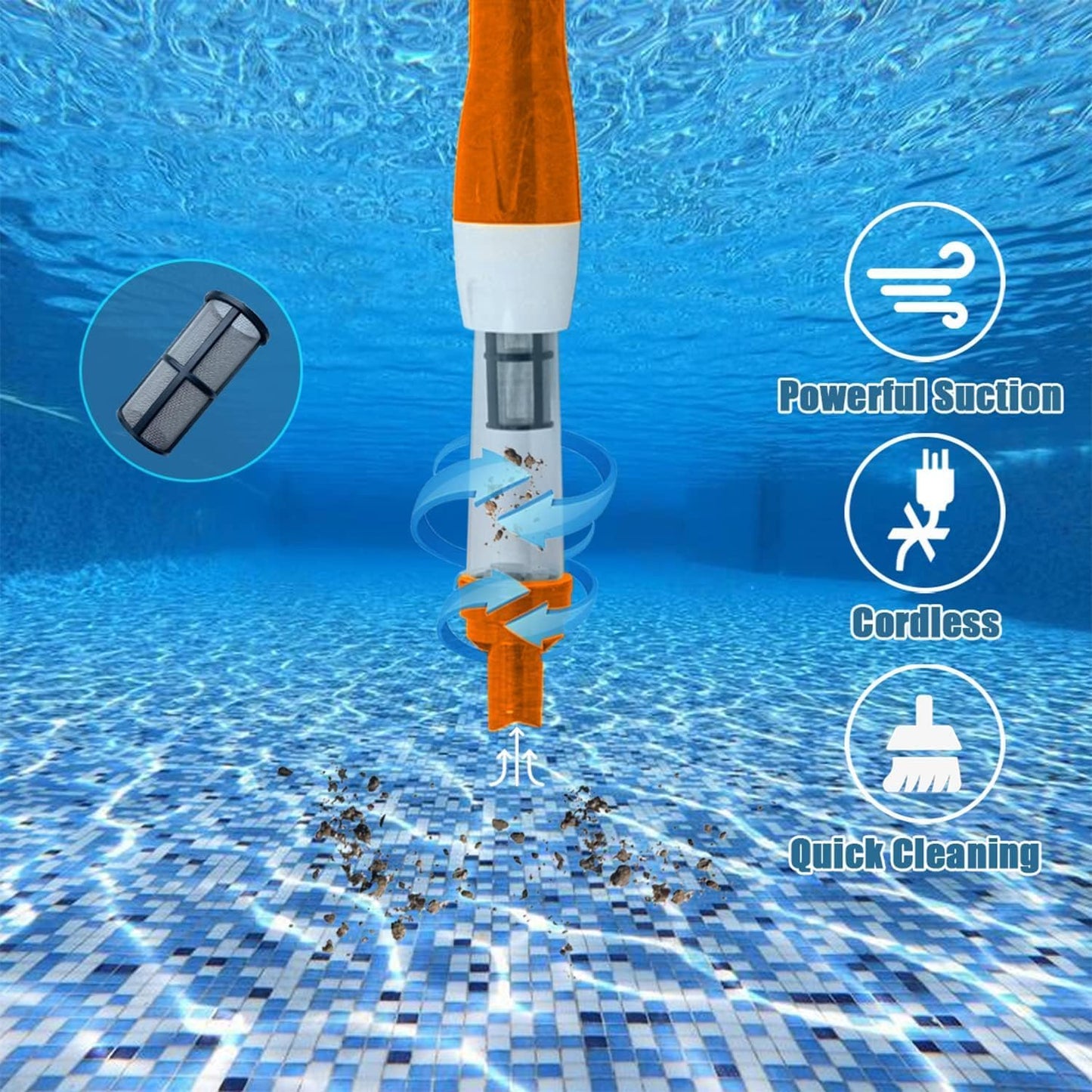 Cordless Pool & Spa Vacuum 3-in-1: For Small Pools, Hot Tubs, Spas