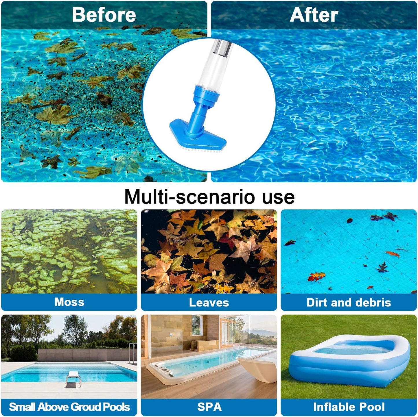 3-in-1 Cordless Pool & Spa Vacuum: Cleanup Solution for Small Pools, Hot Tubs, Spas