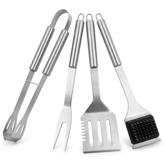 BBQ Grill Tools Set 4 Piece Stainless Steel - Premium Grilling Accessories Australia