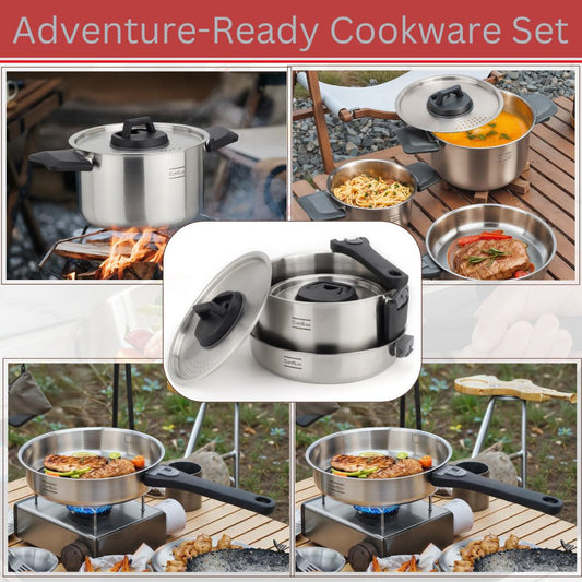 Lightweight backpacking pots and pans nested together