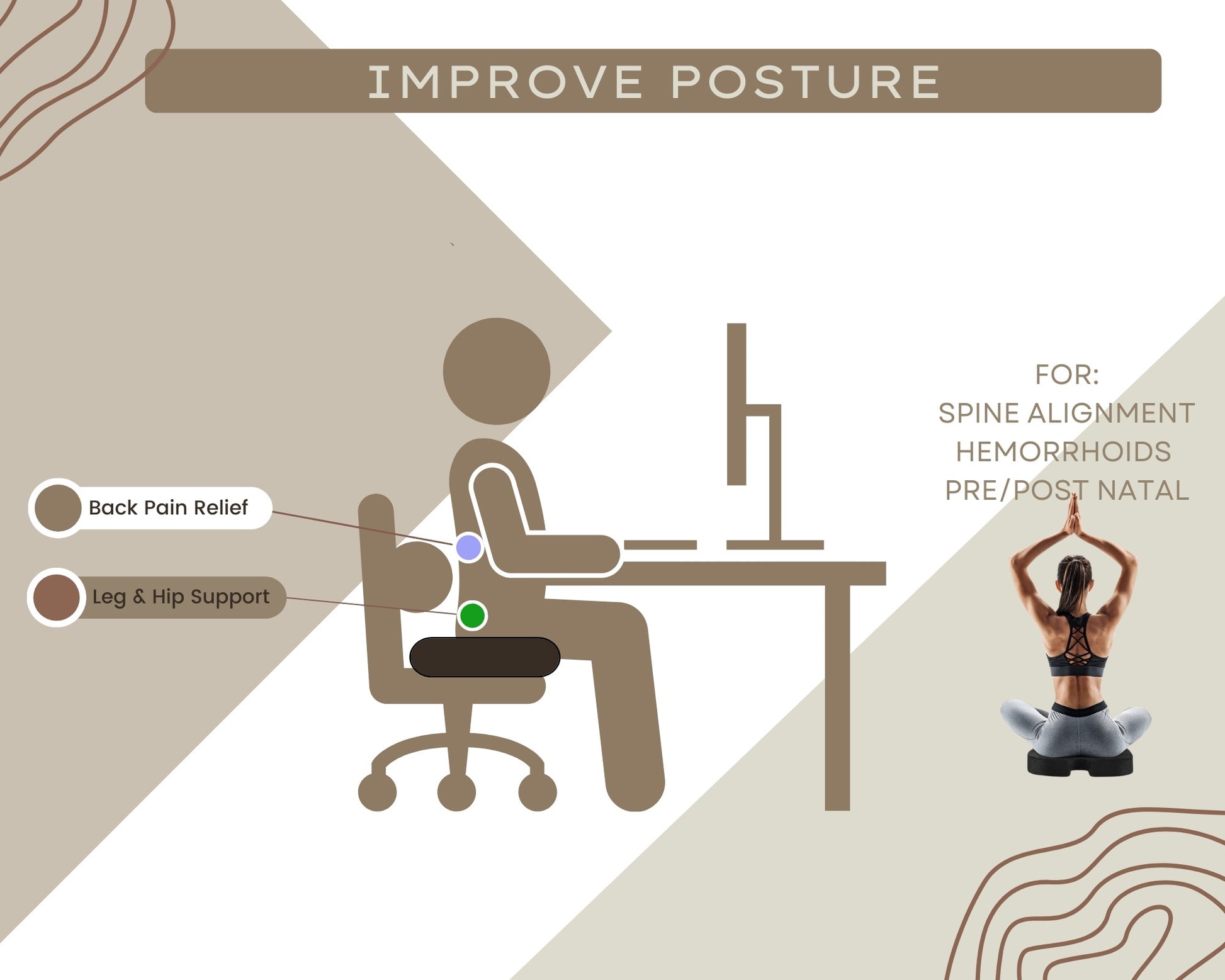 Posture Support Cushion With Back Pain Relief